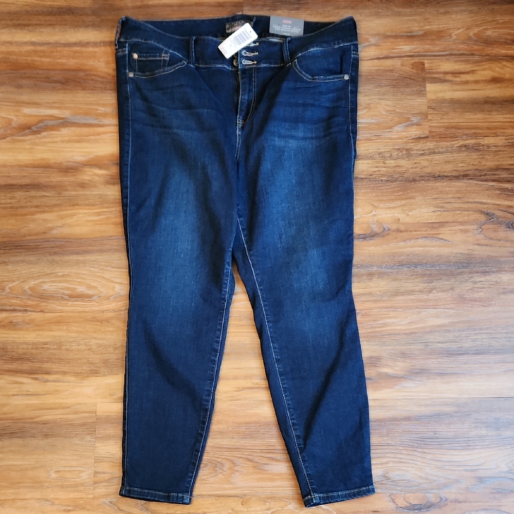 Torrid Women's Deep Indigo 3 Button Skinny High Rise Jeggings 20S